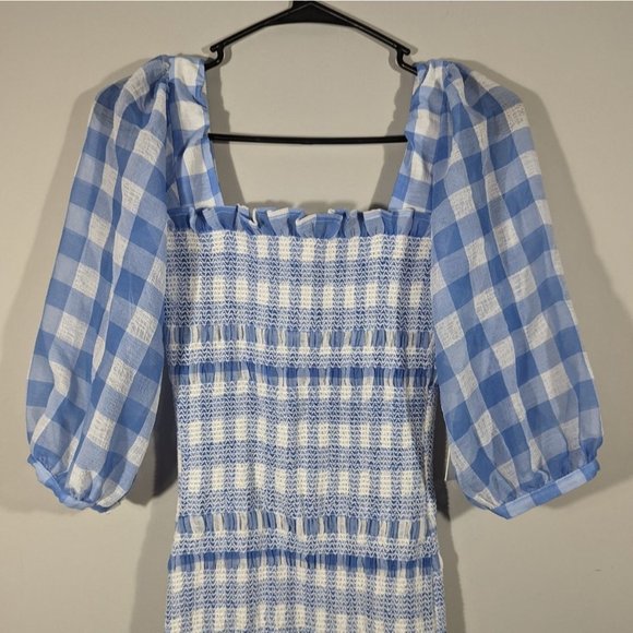 NWT Capulet Blue Gingham Ruched Mini Dress Women's Size XS - Picture 4 of 8
